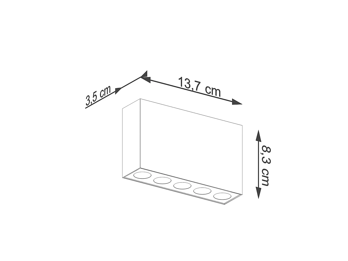 Deckenlampe SOLE minimalistisch aus  Aluminium - 5 lichtquellen - L.13,7 x H. cm - Schwarz