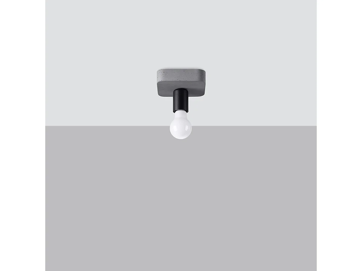 Lampade Da Soffitto Tavo Industriale Di Calcestruzzo - 1 Sorgenti Luminose - L.13,5 X A.10 Cm - Grigio