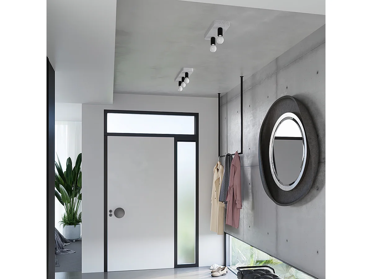 Lampade Da Soffitto Tavo Industriale Di Calcestruzzo - 1 Sorgenti Luminose - L.13,5 X A.10 Cm - Grigio