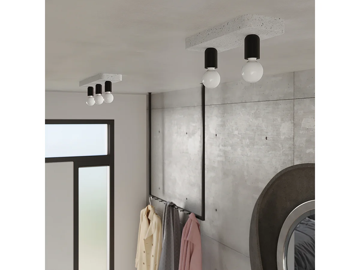 Lampade Da Soffitto Tavo Industriale Di Calcestruzzo - 1 Sorgenti Luminose - L.13,5 X A.10 Cm - Grigio