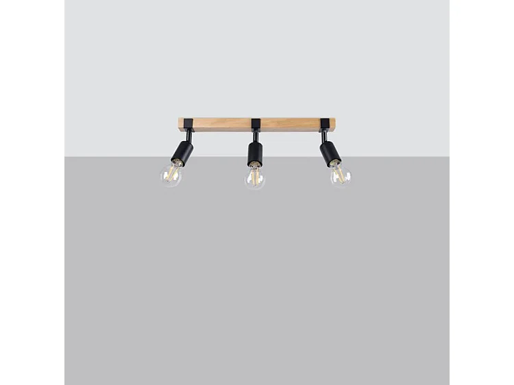 Plafondlampen Zuca Modern Van  - 3 Lichtbronnen - L.53 X H.14 Cm - Zwart Hout