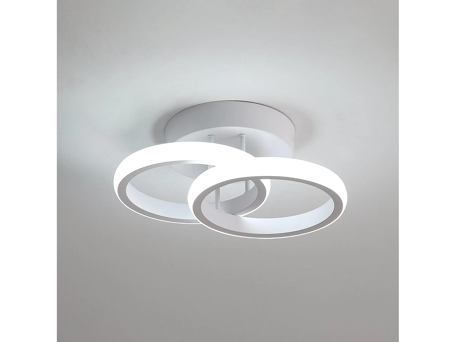 Plafonnier led design en 2 panneaux, blanc, 25*17*9cm, 22w, lumière blanc froid 6500k