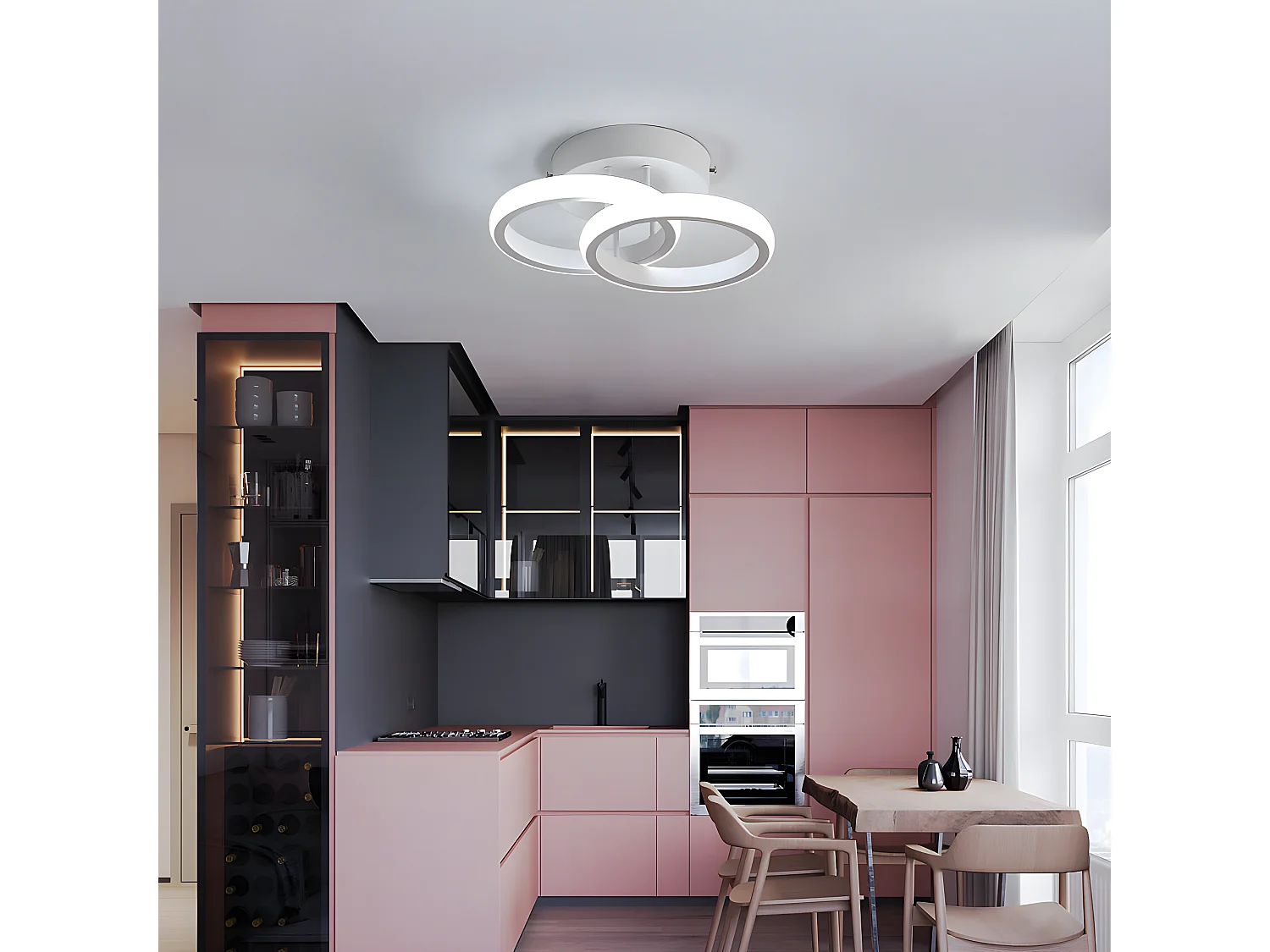 Plafonnier led design en 2 panneaux, blanc, 25*17*9cm, 22w, lumière blanc froid 6500k