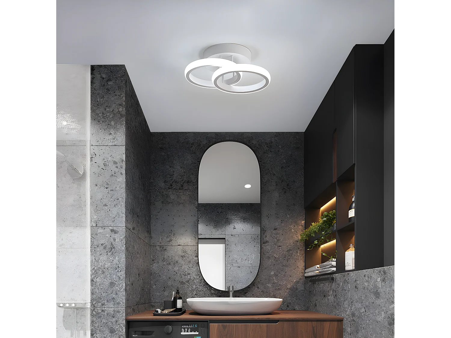 Plafonnier led design en 2 panneaux, blanc, 25*17*9cm, 22w, lumière blanc froid 6500k