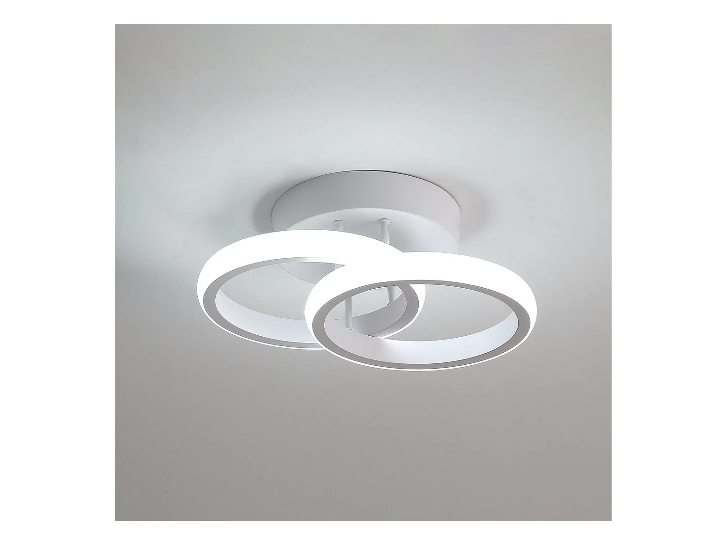 Plafonnier led design en 2 panneaux, blanc, 25*17*9cm, 22w, lumière blanc froid 6500k