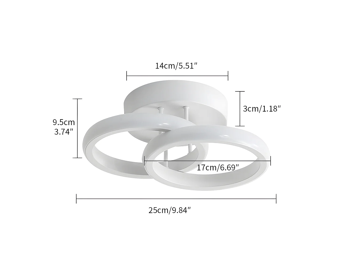 Plafonnier led design en 2 panneaux, blanc, 25*17*9cm, 22w, lumière blanc froid 6500k