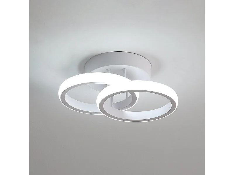 Plafonnier led design en 2 panneaux, blanc, 25*17*9cm, 22w, lumière blanc froid 6500k