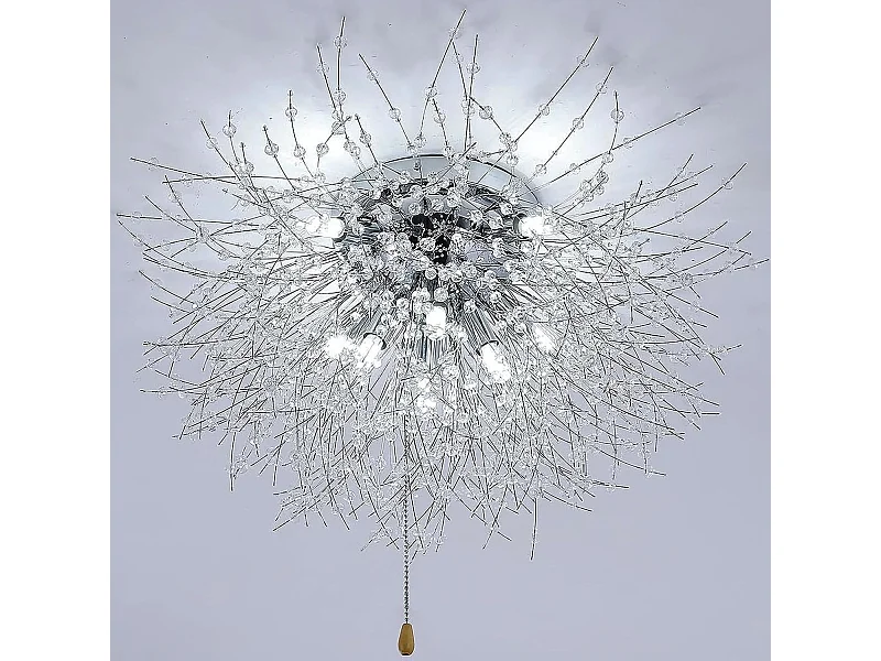 Plafonnier led moderne - argenté - 70*38cm - en k9 cristal - 8 lumière - interrupteur à cordon