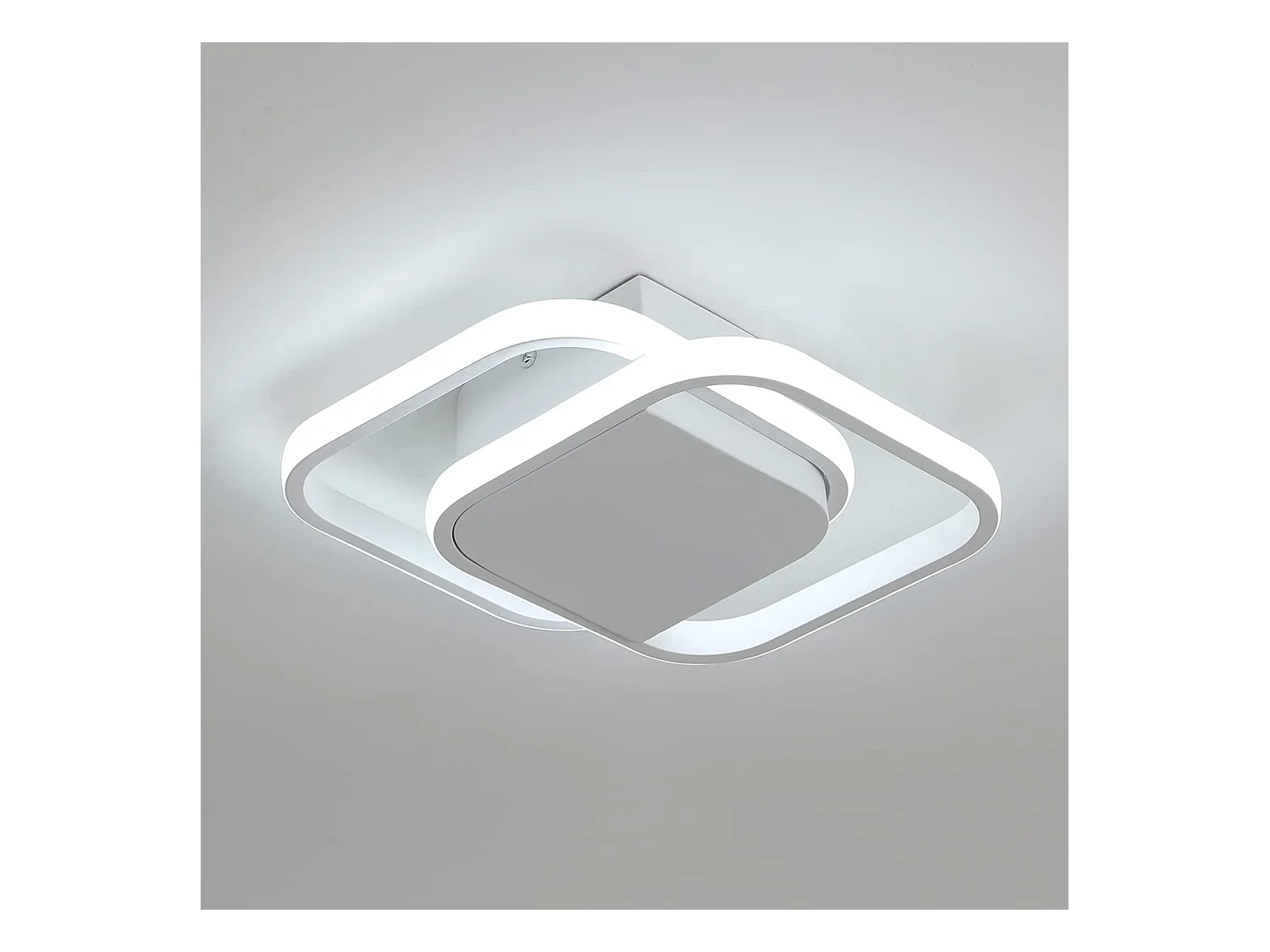 Plafonnier led moderne carré, 34*26*7cm, blanc, 24w 2200lm, 6000k blanc froid luminaire