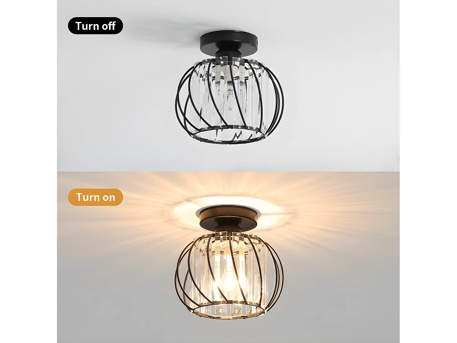 Lampada da Soffitto Industriale, Lampadario da Gabbia in Metallo, 20cm