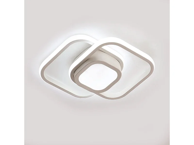 Plafonnier led moderne carré, 33*24*6, blanc, 32w 2500lm, pour salon, lumière blanc froid