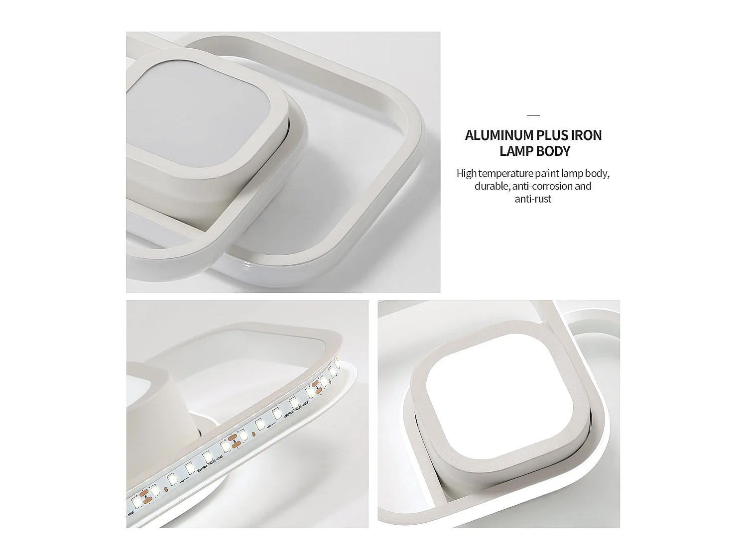 Plafonnier led moderne carré, 33*24*6, blanc, 32w 2500lm, pour salon, lumière blanc froid