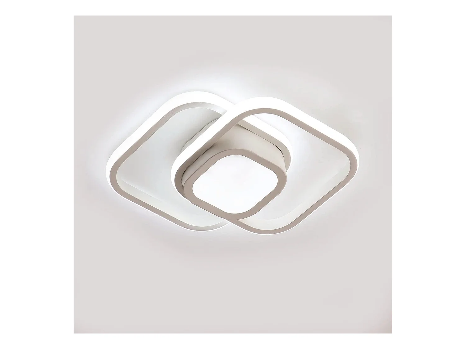 Plafonnier led moderne carré, 33*24*6, blanc, 32w 2500lm, pour salon, lumière blanc froid