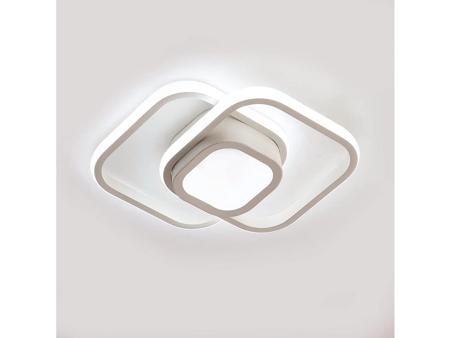 Plafonnier led moderne carré, 33*24*6, blanc, 32w 2500lm, pour salon, lumière blanc froid