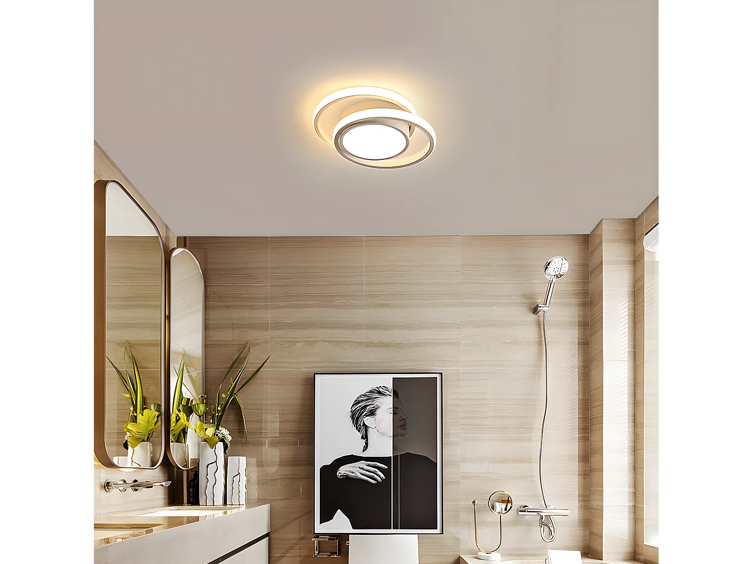 LED ronde moderne LED - Blanc - 27*22*6 cm - Luminaire Blanc Chaud - Aluminium