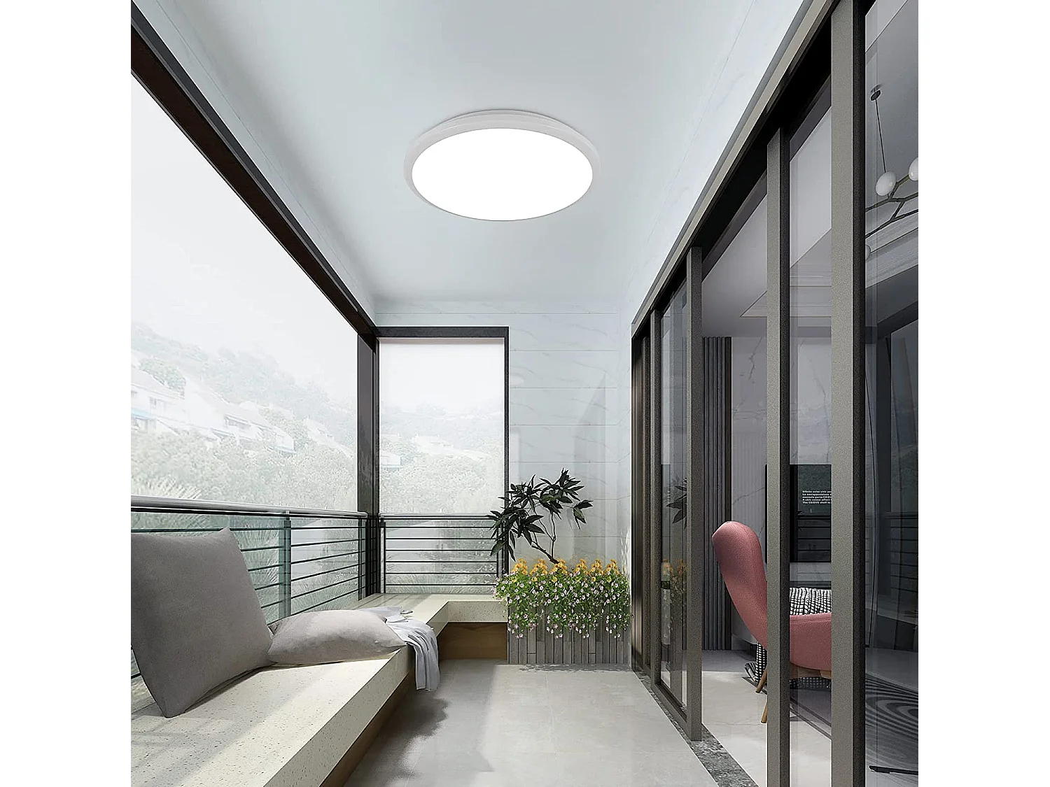 Plafonnier led moderne rond - blanc - 30*30*6cm- 24W- imperméable ip54 - 6500k