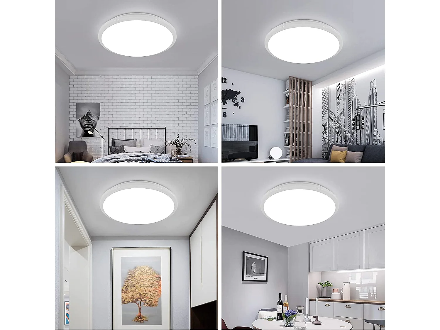 Plafonnier led moderne rond - blanc - 30*30*6cm- 24W- imperméable ip54 - 6500k