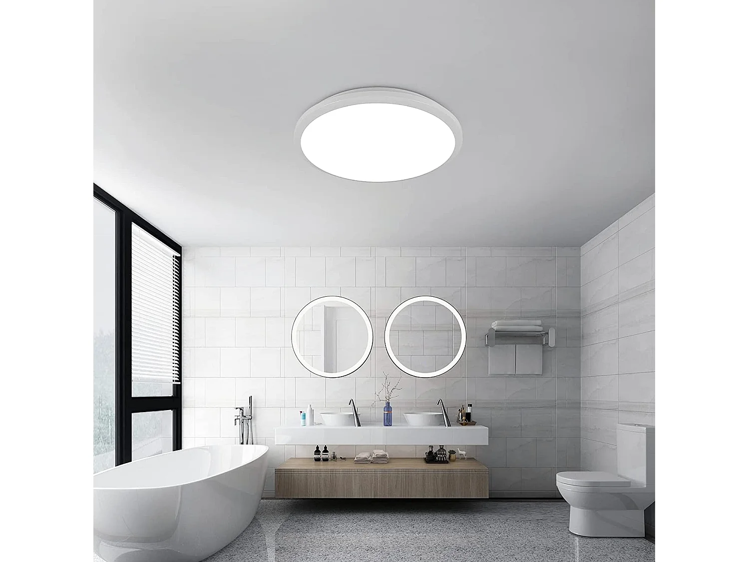 Plafonnier led moderne rond - blanc - 30*30*6cm- 24W- imperméable ip54 - 6500k