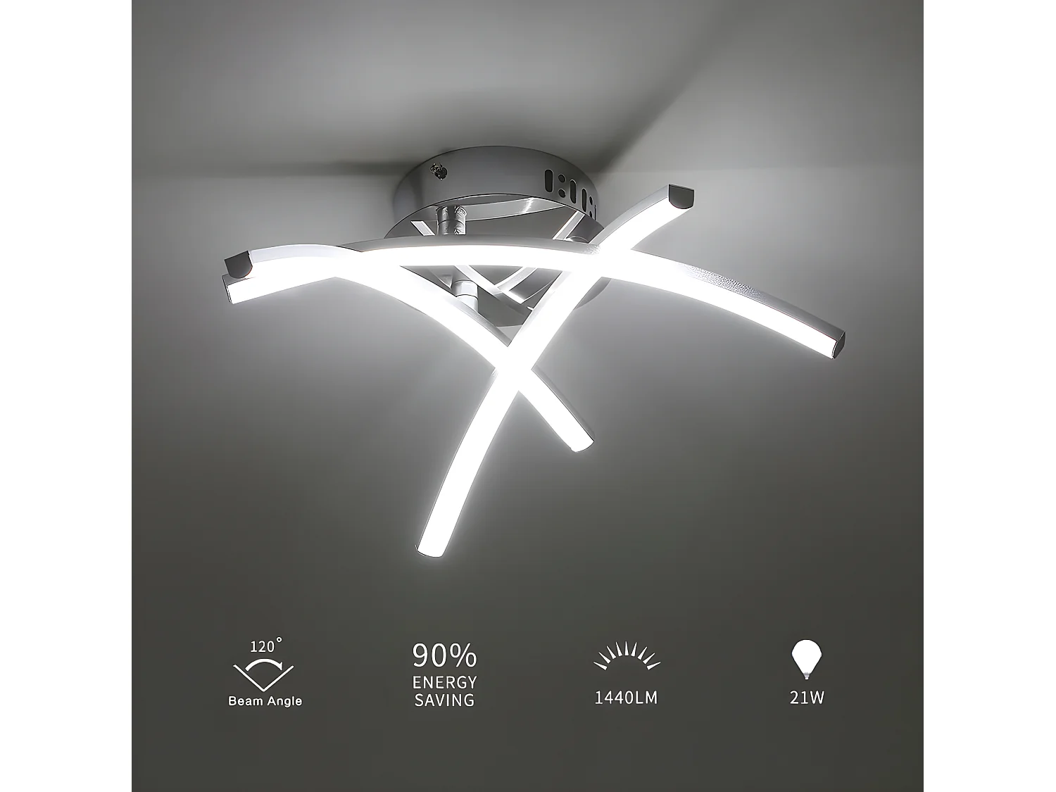 LED Blash 3 Bandes Moderne - Argent - 43*43*12,5 cm - 21W - Alluminio - 6500K