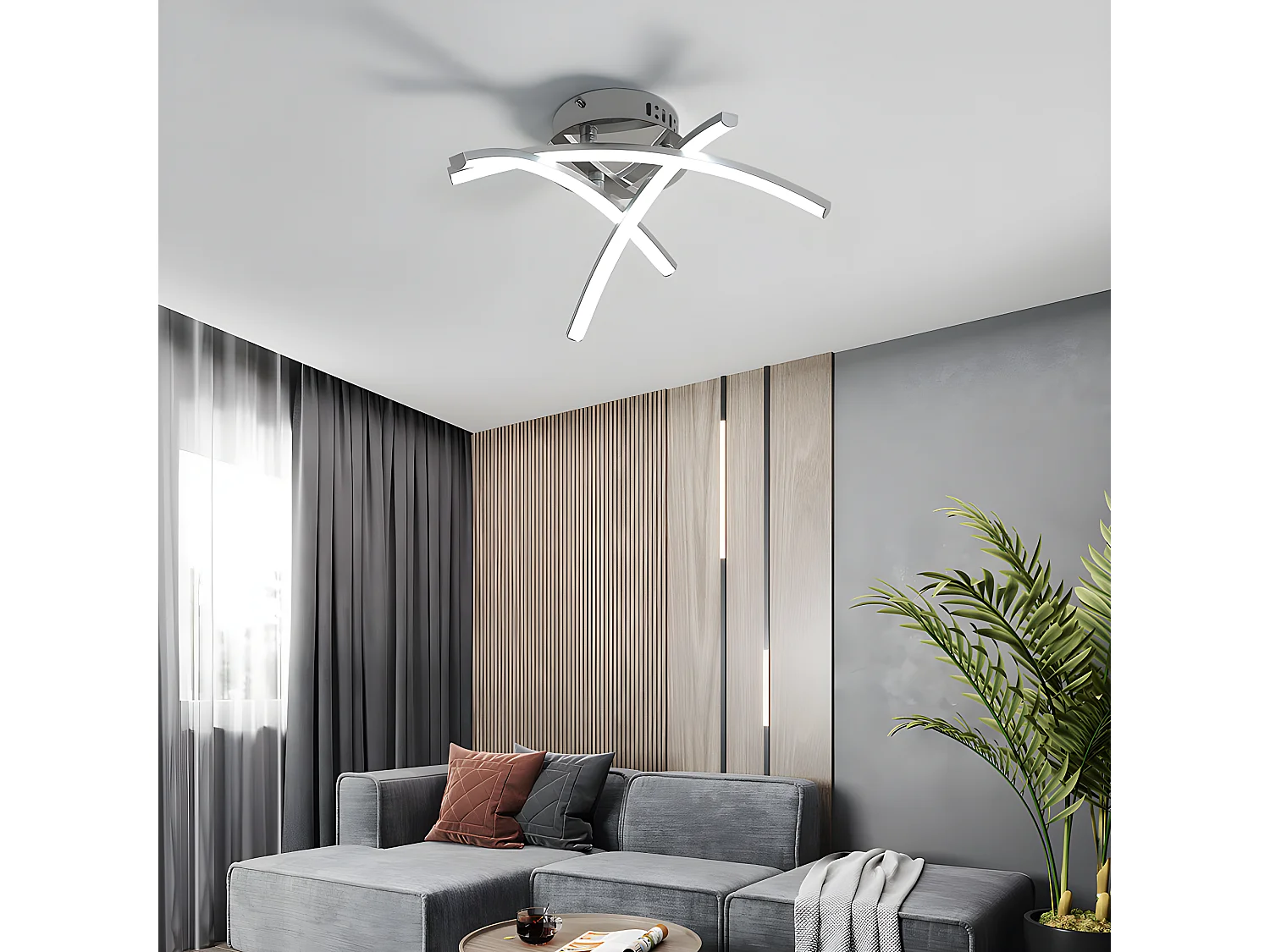 LED Blash 3 Bandes Moderne - Argent - 43*43*12,5 cm - 21W - Alluminio - 6500K