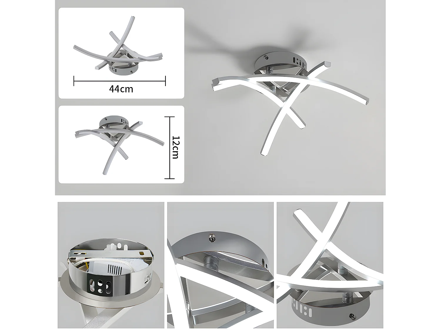 LED Blash 3 Bandes Moderne - Argent - 43*43*12,5 cm - 21W - Alluminio - 6500K