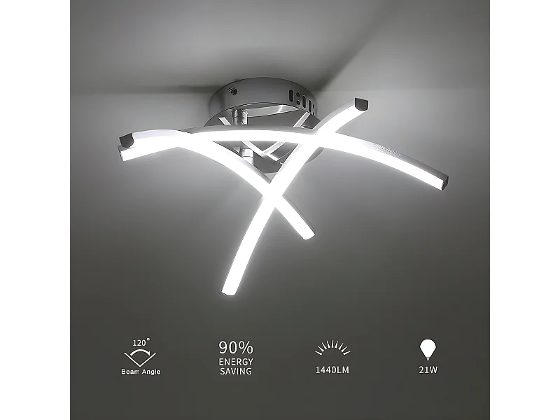 LED Blash 3 Bandes Moderne - Argent - 43*43*12,5 cm - 21W - Alluminio - 6500K