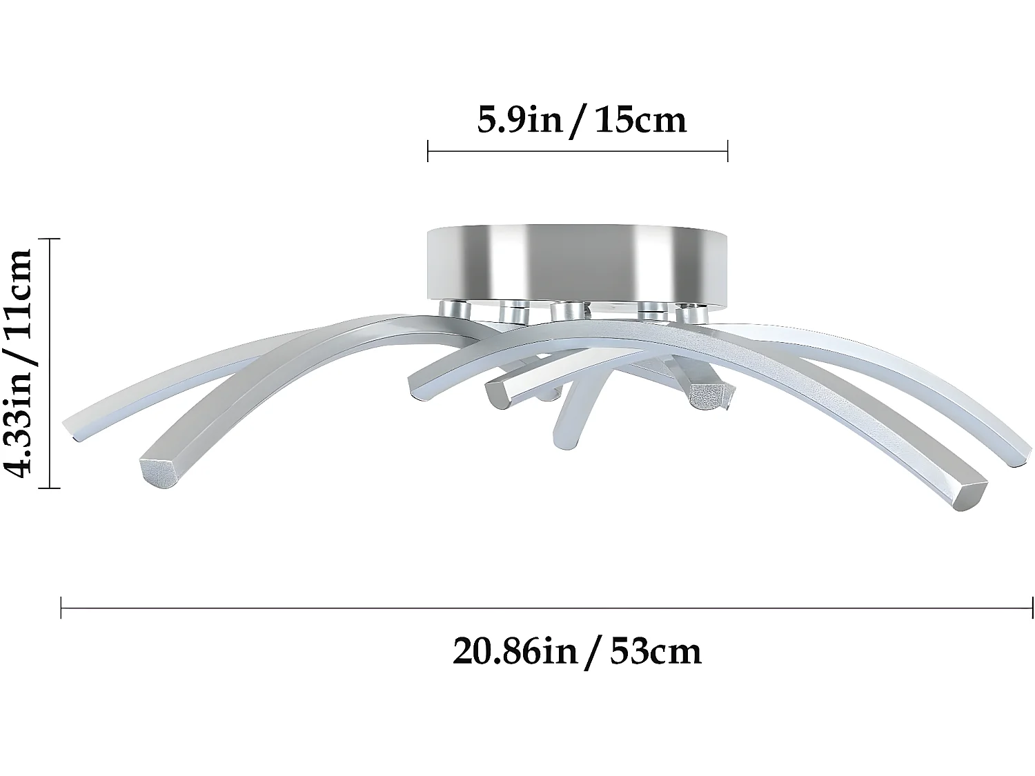 Modern LED Blash 5 Strips - Silver - 52*52*12cm - 35W - Alluminio - 6500K