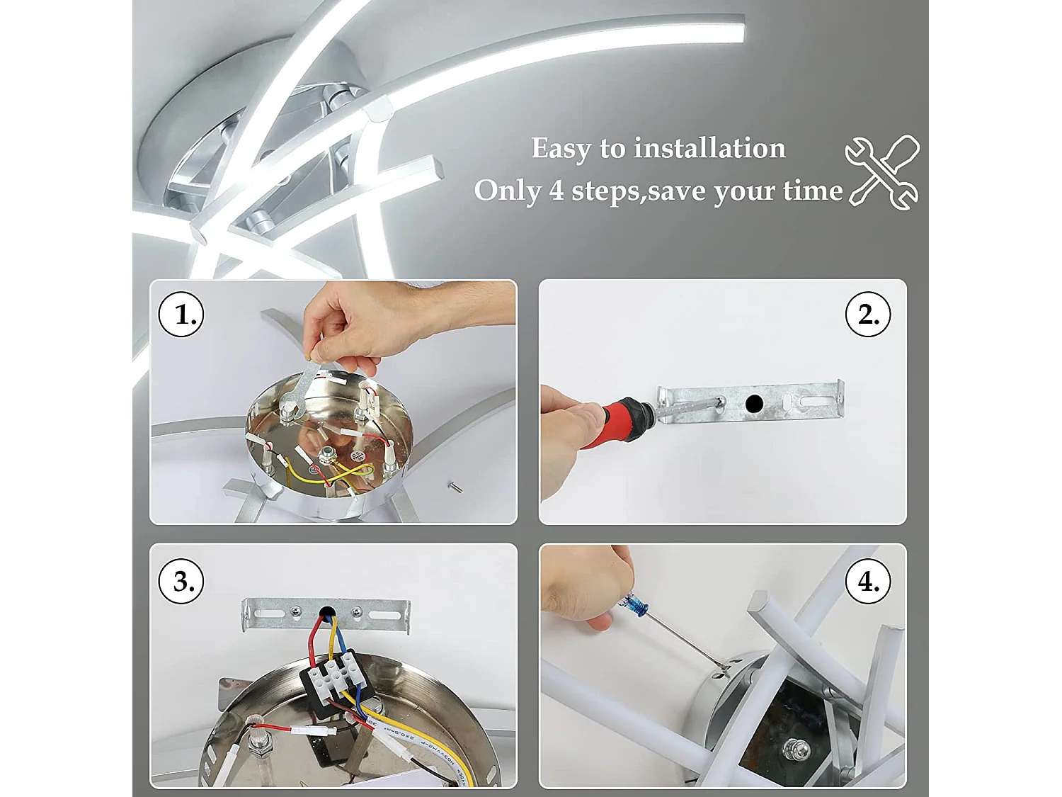 Modern LED Blash 5 Strips - Silver - 52*52*12cm - 35W - Alluminio - 6500K