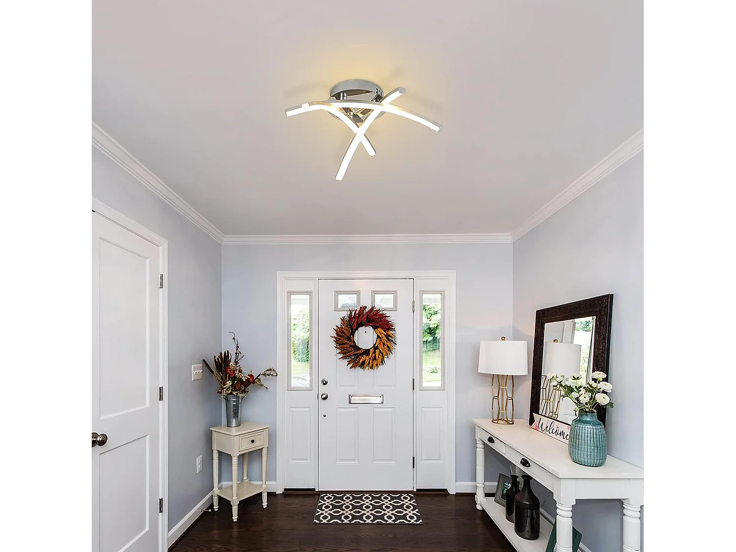 Luz de techo LED moderna 3 bandas, 43*12.5cm, 20W, luz blanca cálida, en metal