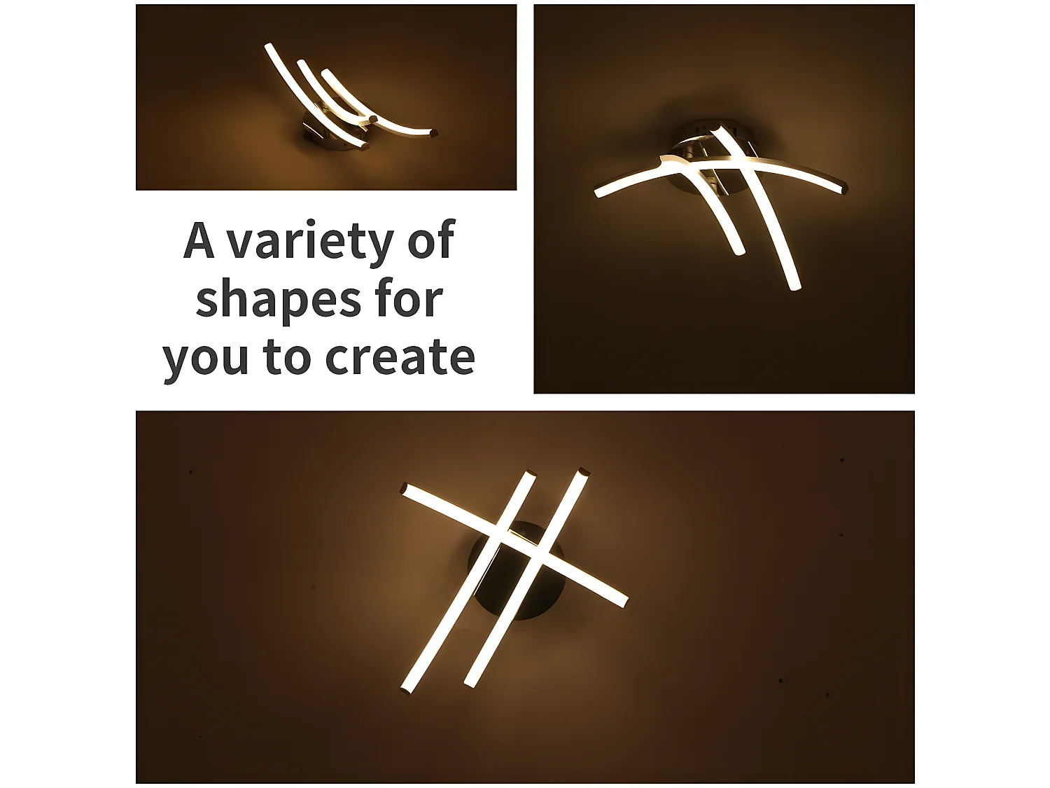 Luz de techo LED moderna 3 bandas, 43*12.5cm, 20W, luz blanca cálida, en metal