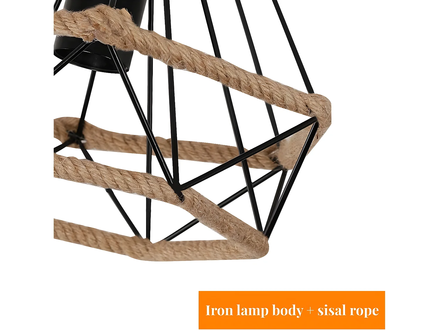 Vintage-Industrie-Diamant-Deckenleuchte – Diamantform, 26 x 26 x 26 cm, Schwarz, Eisen, ohne E27-Glühbirne