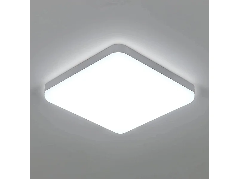 Plafonnier led moderne carré - blanc - 25*25*5.5cm- 32W- imperméable ip54 - 6500k