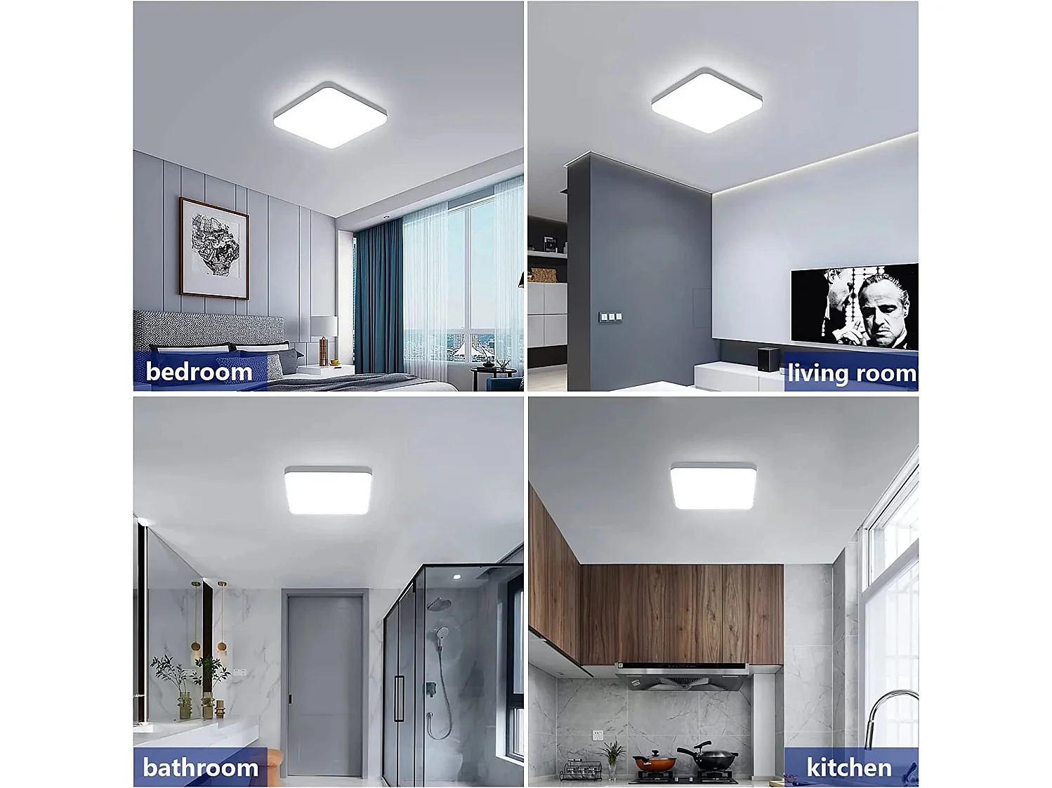 Plafonnier led moderne carré - blanc - 25*25*5.5cm- 32W- imperméable ip54 - 6500k