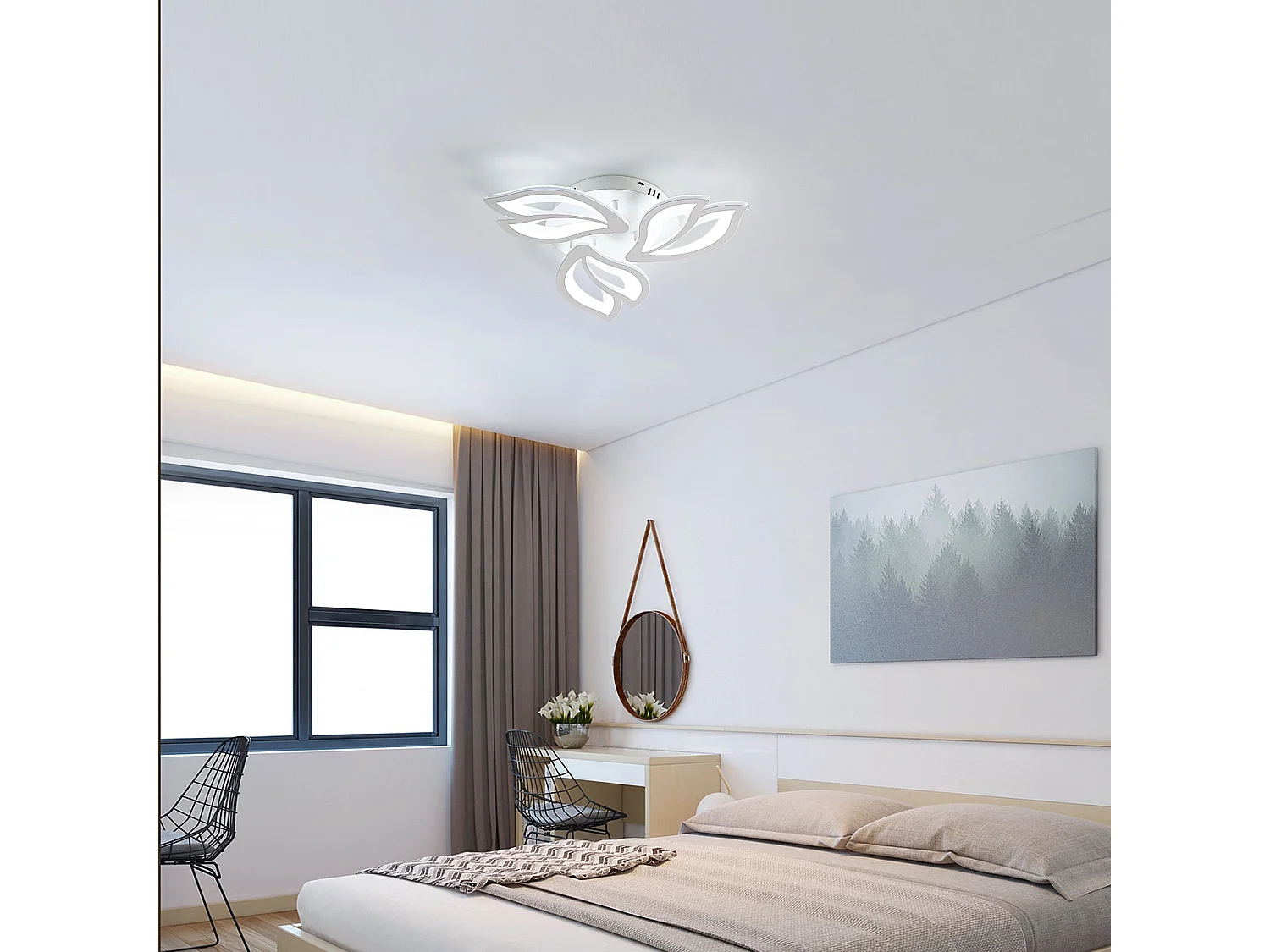 Plafonnier led moderne en fleur à 3 têtes - blanc - 50*50*8cm - 40W - 6500k