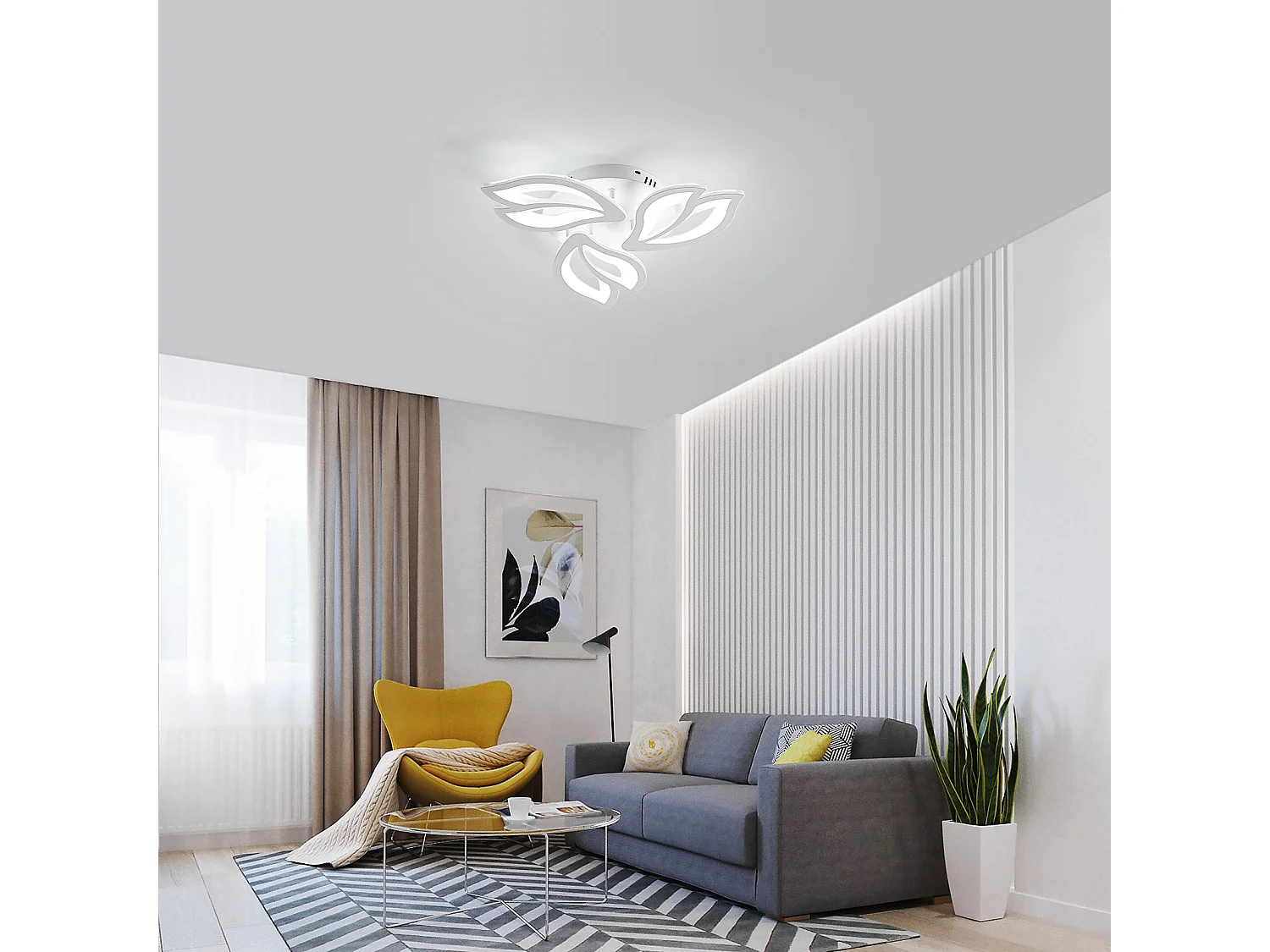 Plafonnier led moderne en fleur à 3 têtes - blanc - 50*50*8cm - 40W - 6500k