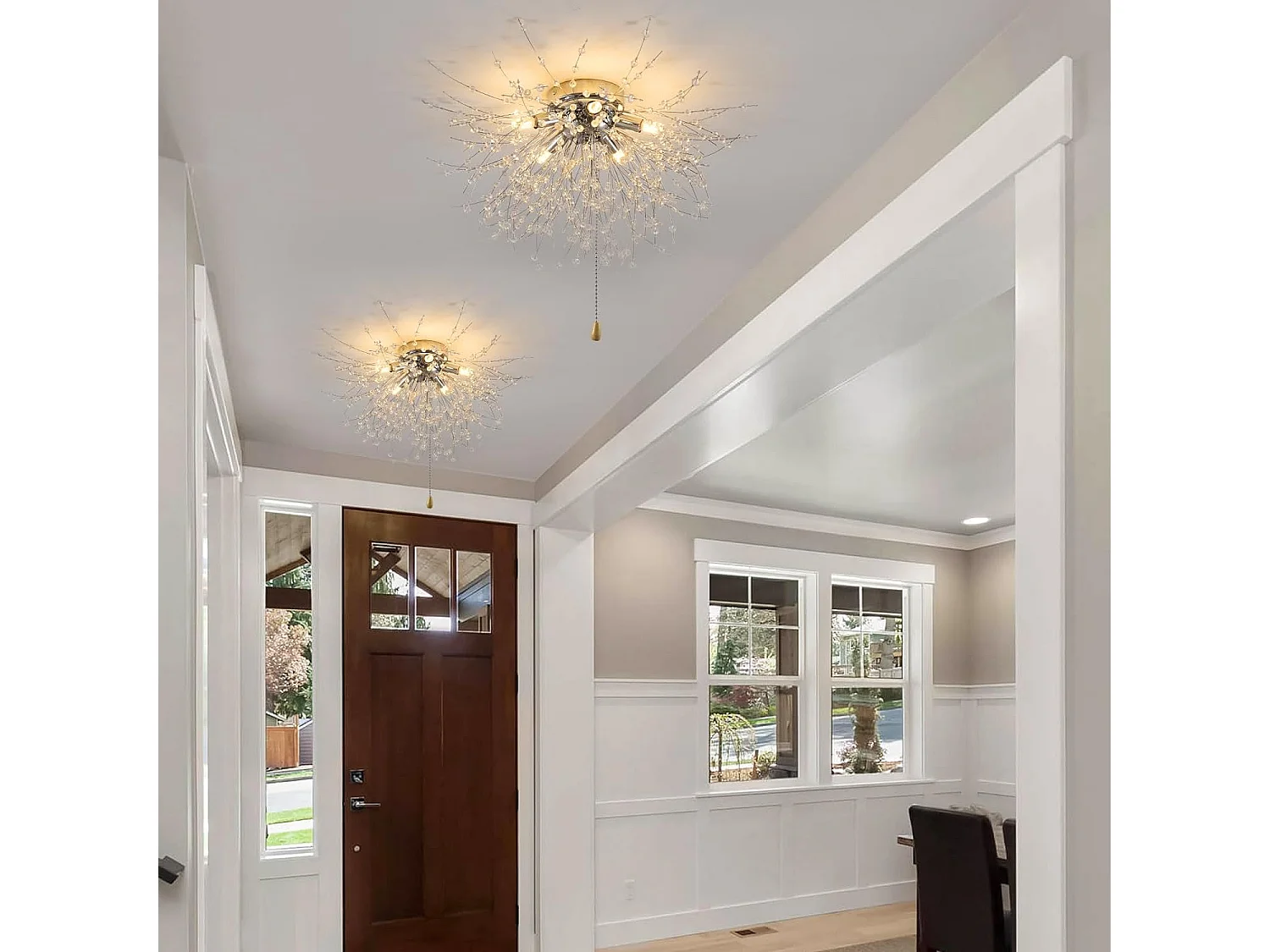 KRISTALL-LED-Deckenleuchte, moderne Feuerwerk-Kronleuchter, dimmbare Deckenleuchte 3000K-6500K TRICOLOR LICHT FÜR SCHLAFZIMMER