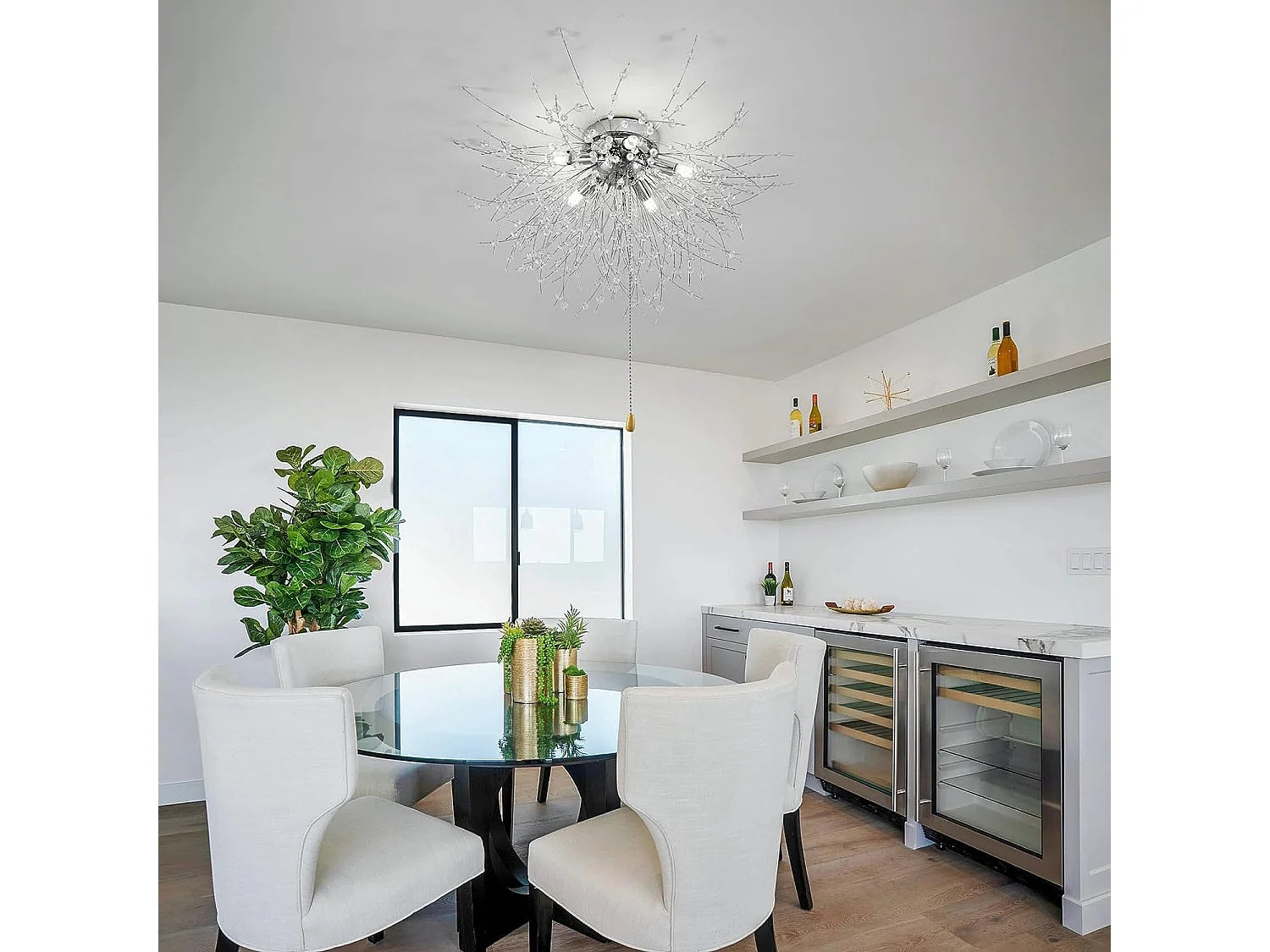 KRISTALL-LED-Deckenleuchte, moderne Feuerwerk-Kronleuchter, dimmbare Deckenleuchte 3000K-6500K TRICOLOR LICHT FÜR SCHLAFZIMMER