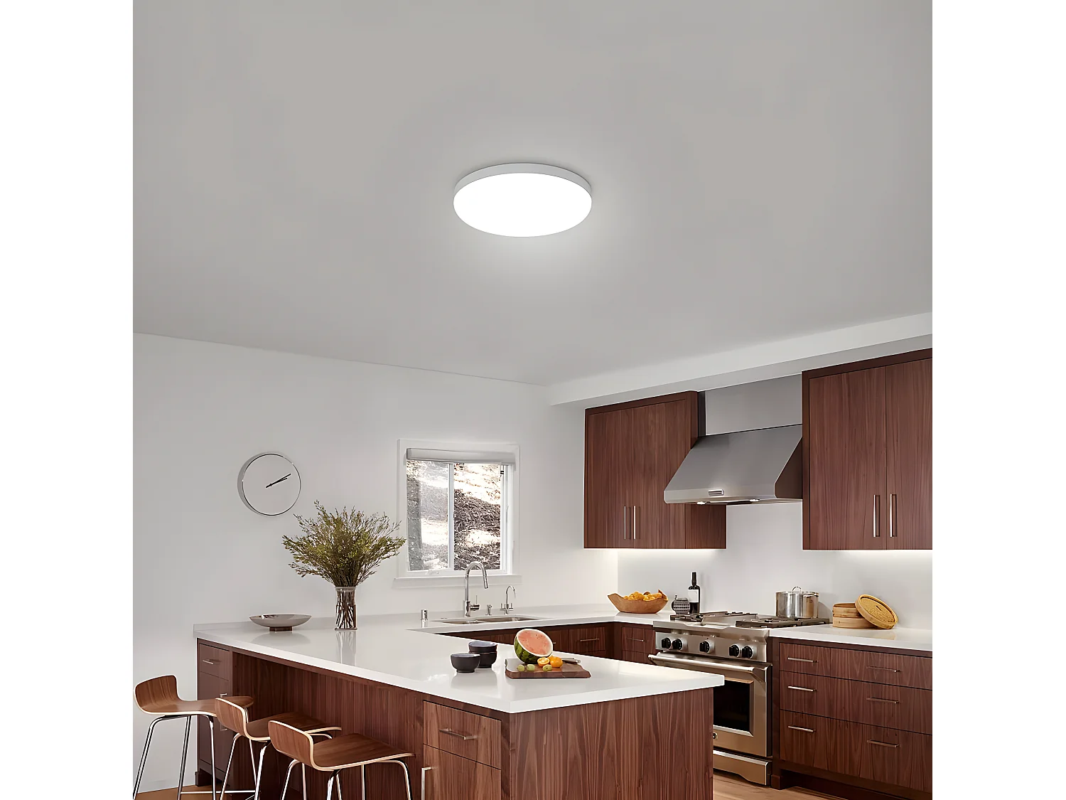 Moderne runde LED-Deckenleuchte – Weiß – 25 x 25 x 4 cm – 32 W – IP54 WATTERFROUT – Kunststoff