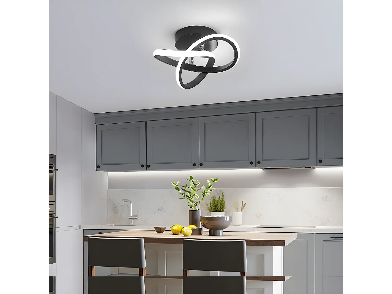 Champ LED moderne dimmable, 25*10 cm, noir, 20W, métal, 3000K/4000K/6000K