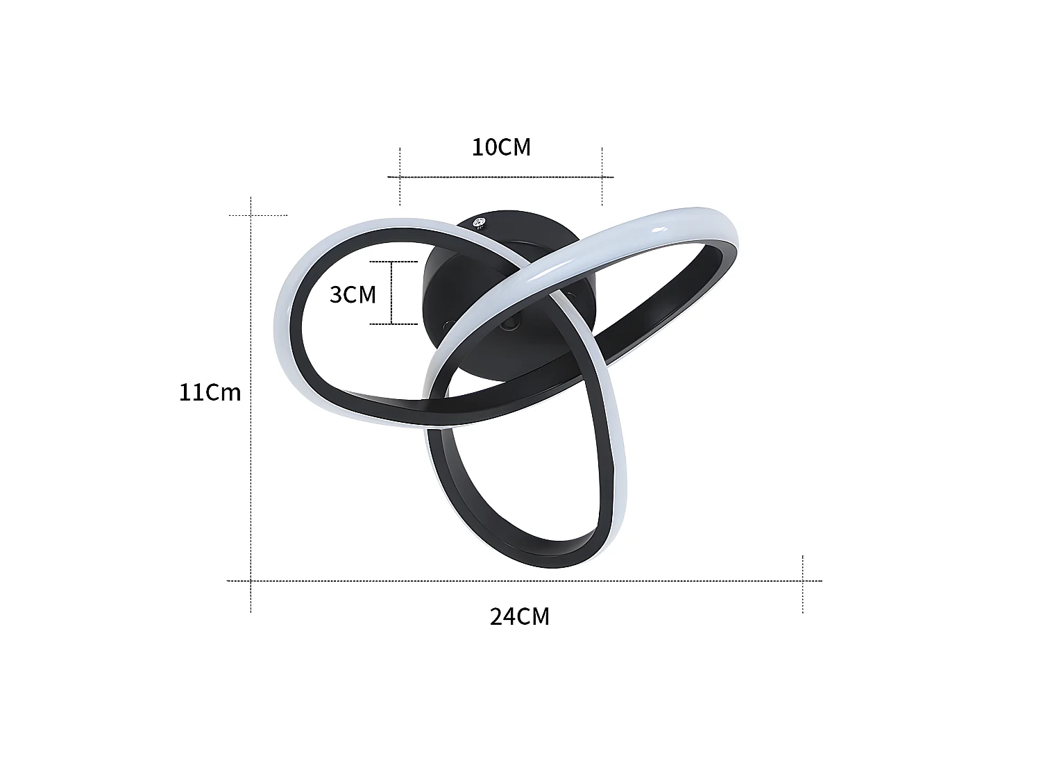 Champ LED moderne dimmable, 25*10 cm, noir, 20W, métal, 3000K/4000K/6000K