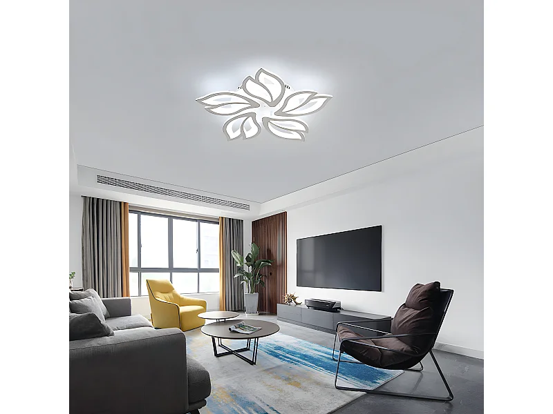 Plafonnier led moderne dimmable en fleur - blanc - 60*60*8cm - 30W- avec télécommande
