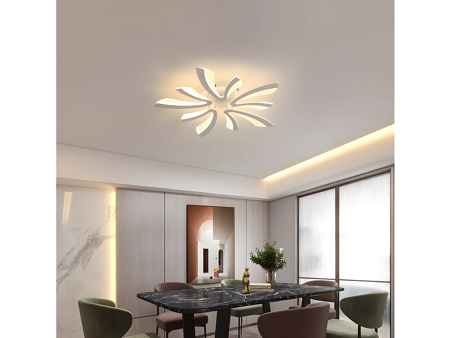 Luz de techo LED moderna V - blanco - 72*72*10cm - 50W - 3500K Aluminio
