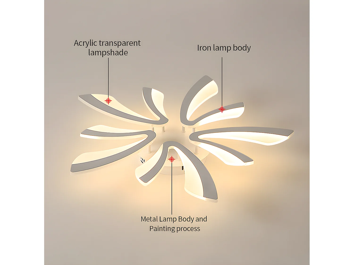 Luz de techo LED moderna V - blanco - 72*72*10cm - 50W - 3500K Aluminio
