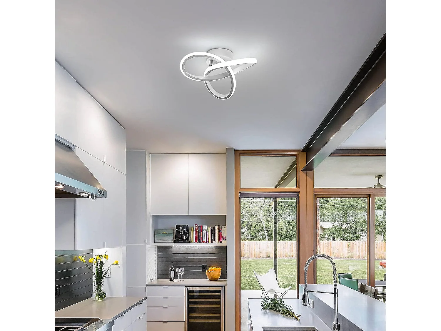 Plafonnier led moderne incurvé - blanc - 24*24*11 cm - 22W- en aluminium - 6500k