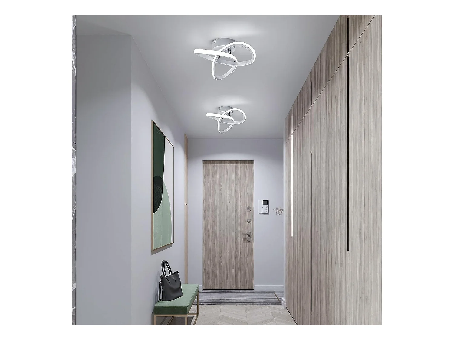Plafonnier led moderne incurvé - blanc - 24*24*11 cm - 22W- en aluminium - 6500k