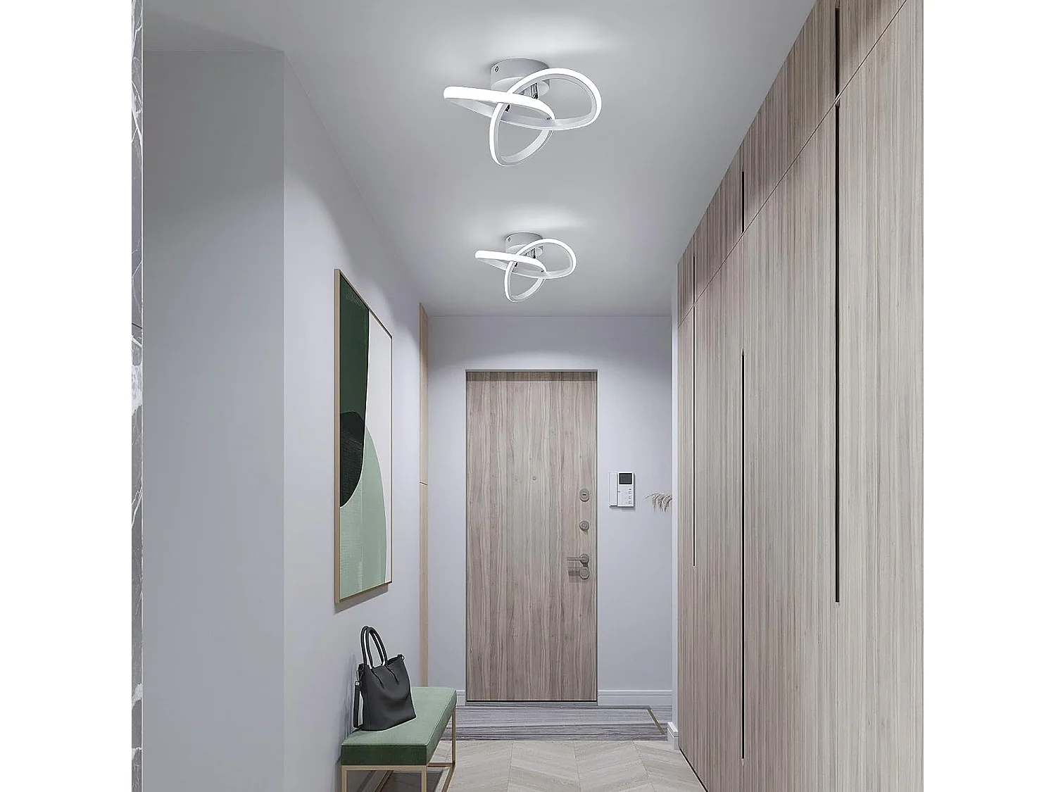 Plafonnier led moderne incurvé - blanc - 24*24*11 cm - 22W- en aluminium - 6500k