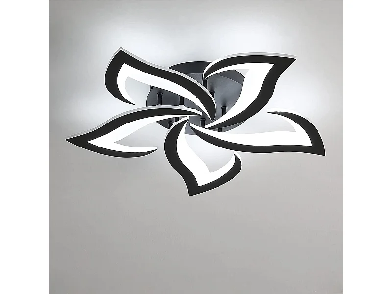 Plafonnier led moderne de pétale, noir, 60*60*8cm, 60w 4500lm, en métal, pour chambre