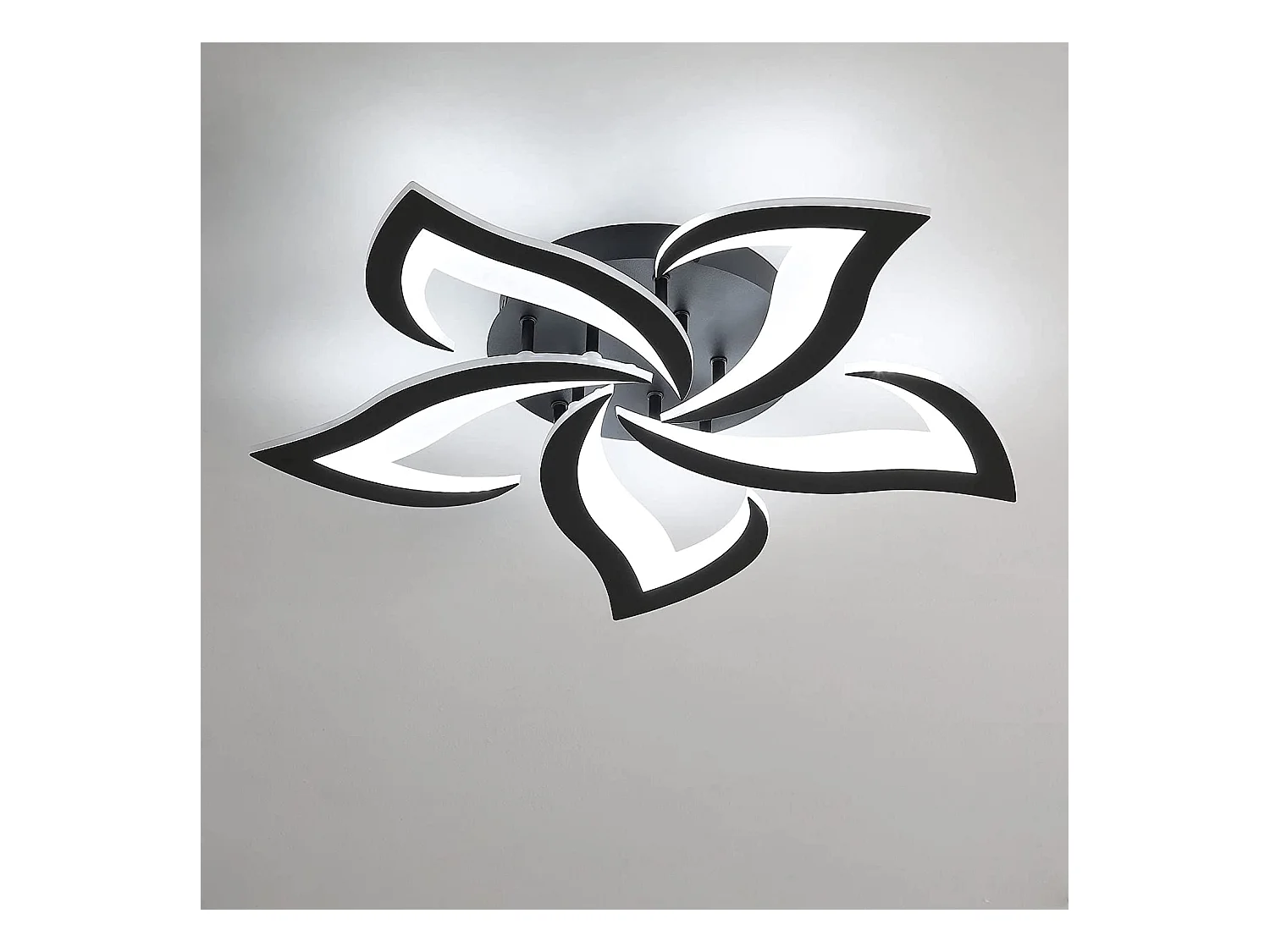 Plafonnier led moderne de pétale, noir, 60*60*8cm, 60w 4500lm, en métal, pour chambre