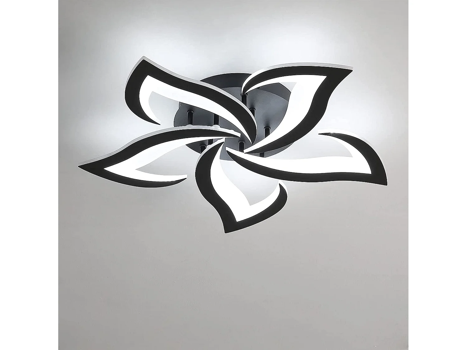 Plafonnier led moderne de pétale, noir, 60*60*8cm, 60w 4500lm, en métal, pour chambre
