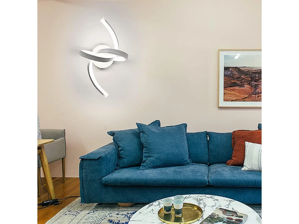 Plafonnier led moderne incurvé, blanc, 31*19cm, 18w, en acrylique, lumière blanc 6000k